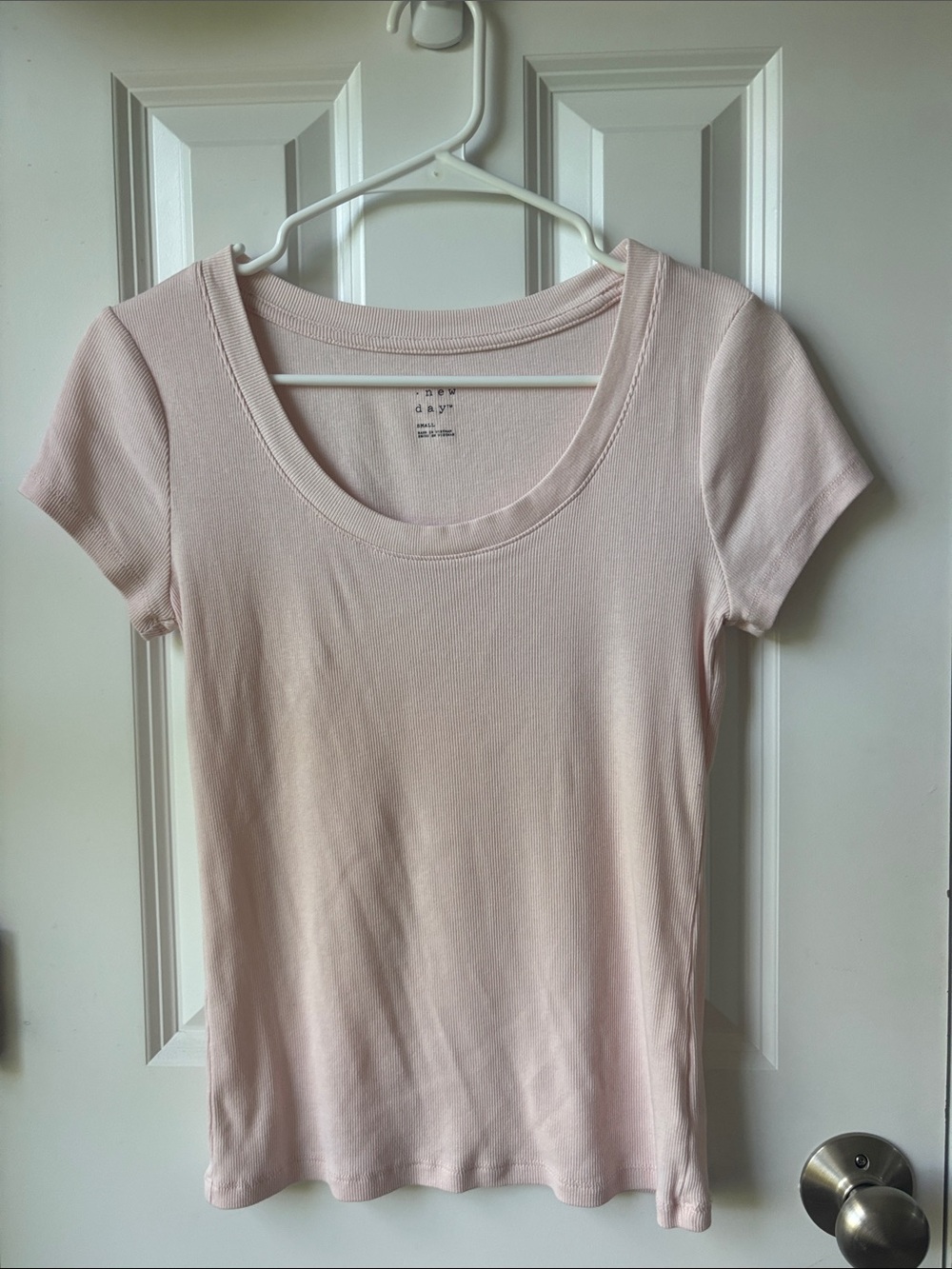 a new day Scoop Neck Short Sleeve Tee - Pale Pink